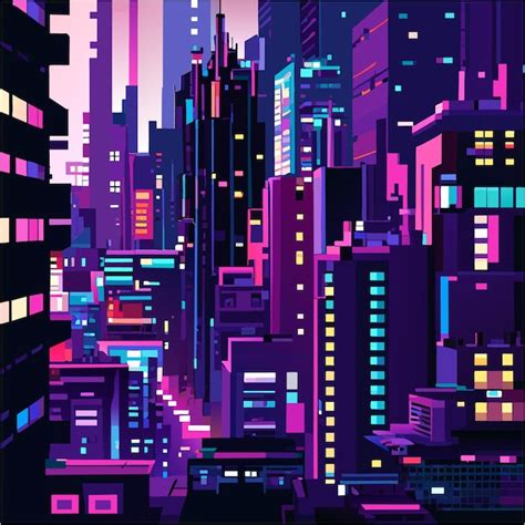 Premium Vector | Dystopian pixel art cityscape cyberpunk realities