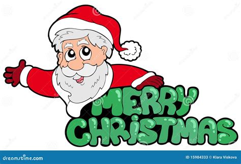 Merry Christmas Sign With Santa Stock Photos - Image: 15984333