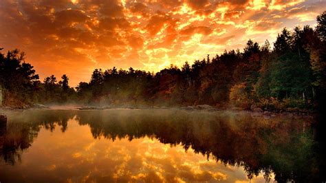 Lake With Reflection Of Trees Under Cloudy Sky During Sunset HD Sunset Wallpapers | HD ...