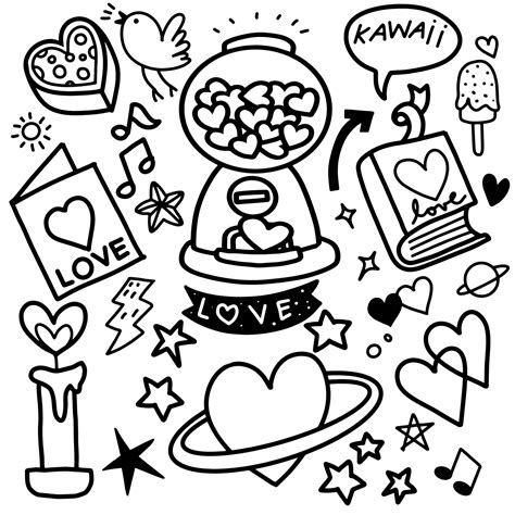 LOVE , Vector illustration of Doodle cute for kid, Hand drawn set of cute doodles for decoration ...