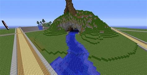 Floating island and Cave in a hill Minecraft Map