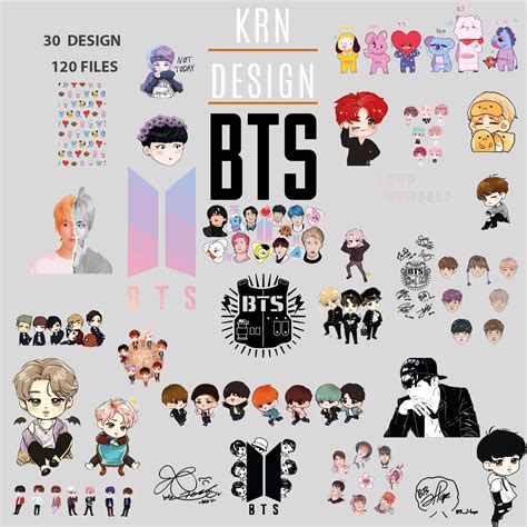 Bts K-pop Music Group Package PNG-PDF-SVG Files for Cricut - Etsy