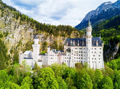 Neuschwanstein Castle Aerial View Stock Image - Image of destination ...