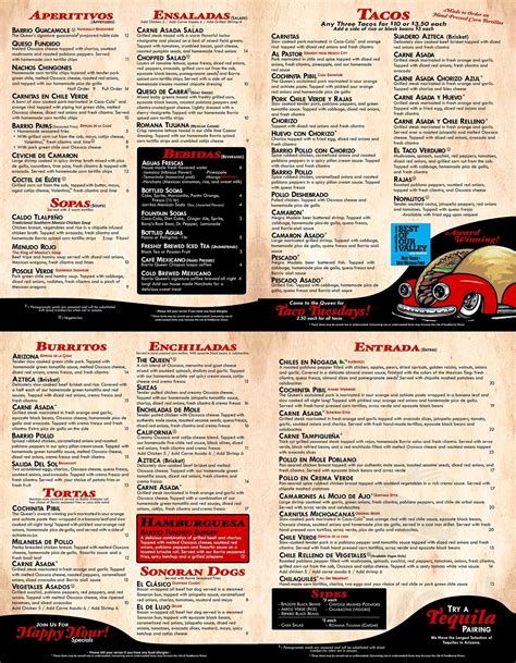 Barrio Queen menu in Scottsdale, Arizona, USA