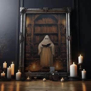 Spooky Ghost Reading A Book, Library Ghost, 8x10 Fine Art Prints, Framed Canvas, Fall Artwork ...