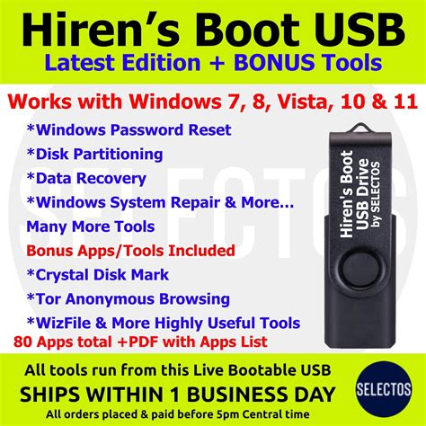 Hiren's Boot USB Windows Utilities Password Reset Disk - Etsy