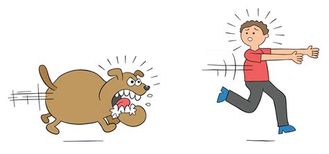 Cartoon Angry Dog Chases Man and Man Runs Away Vector Illustration ...