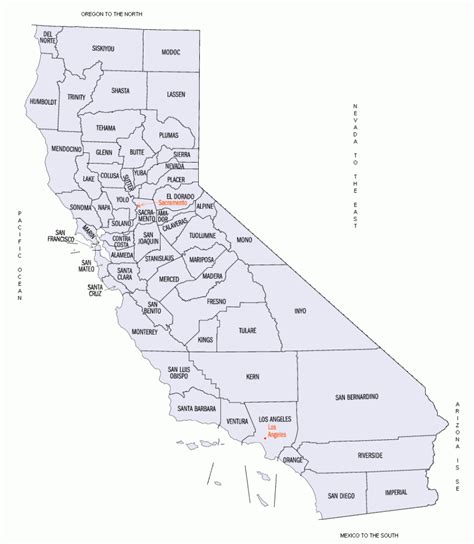 Blank Map Of California Counties Ca State With County Lines Best ...