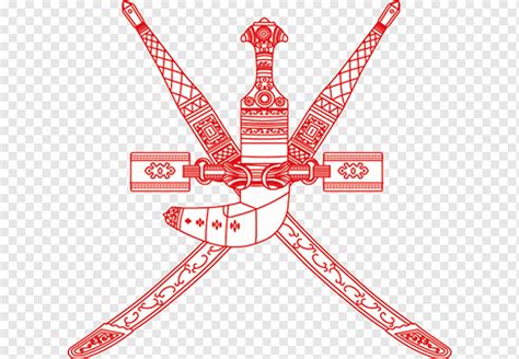 Red and white illustration, National emblem of Oman Coat of arms ...