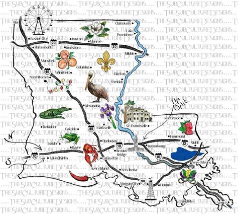 Louisiana Postcard Map | Etsy | Louisiana map, Map, Postcard