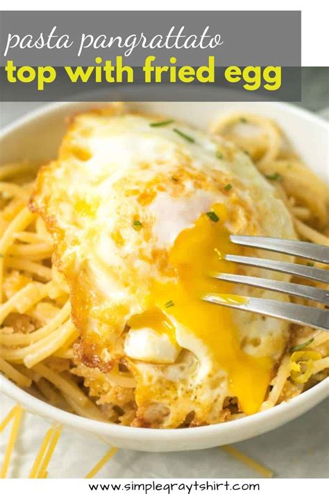 pasta pangrattato with fried egg • Simple Gray T-Shirt