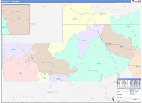 Montrose County, CO Wall Map Color Cast Style by MarketMAPS - MapSales