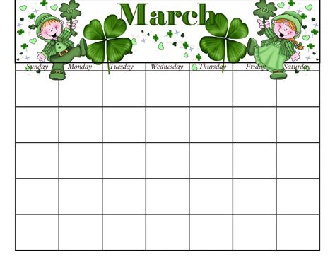 March Calendar Printable