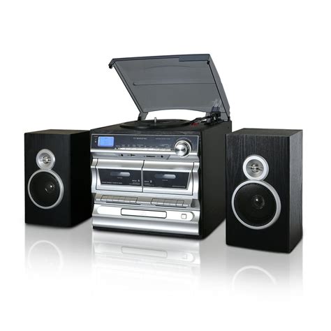 Trexonic 3-Speed Turntable With CD Player, Double Cassette Player ...