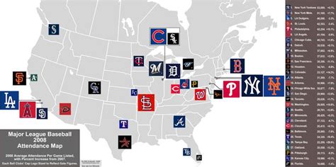 mlb+ | Major League Baseball, 2008 attendance map. Basketball Equipment ...