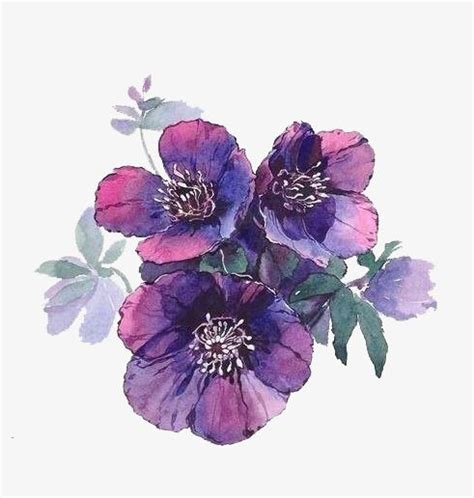 Purple Flowers | Cartoon flowers, Watercolor flowers, Flower painting