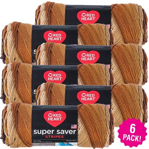 Red Heart Super Saver Yarn - Latte Stripe, Multipack of 6 - Walmart.com - Walmart.com