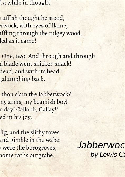 Jabberwocky Lewis Carroll Poem by Lewis Carroll Vintage | Etsy