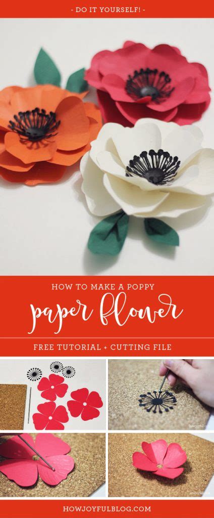 How to make a poppy flower with paper - tutorial and pattern