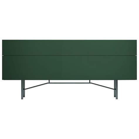 Acerbis Small Grand Buffet Sideboard in Glossy Lacquered Dark Green and Grey Frame For Sale at ...