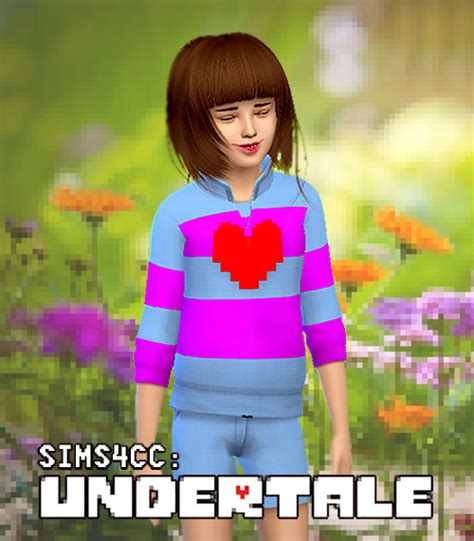 UNDERTALE SIMS 4 CC: FRISK OUTFIT Top + Bottom can... - Voodooling's Sims