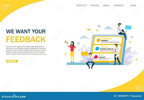 Feedback Vector Website Landing Page Design Template Stock Vector - Illustration of development ...