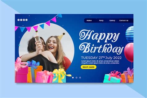 Free Vector | Birthday landing page template
