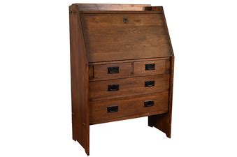 Preorder Arts and Crafts Mission Solid Oak Secretary Desk - Dark Brown ...