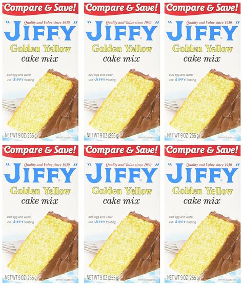 Amazon.com : Jiffy Golden Yellow Cake Mix 9-oz Boxes (Pack of 6 ...