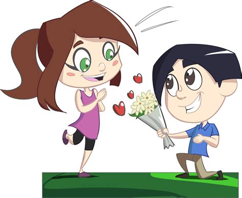 Clipart - Boy Giving Flowers To Girl