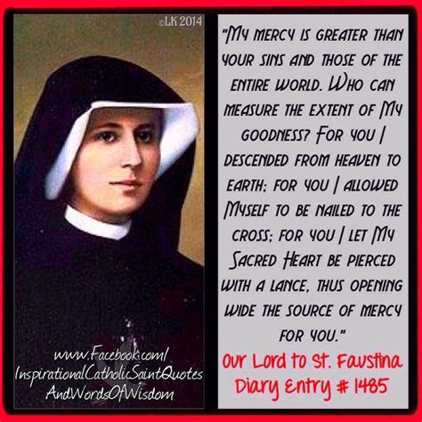 Our Lord to St. Faustina (Diary Entry #1485) | Divine mercy, Divine mercy image, St faustina