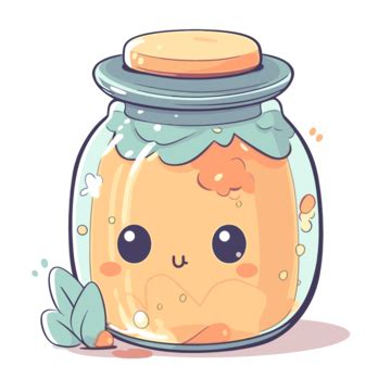 Cute Jar Vector, Sticker Clipart Little Kawaii Jar With Carrots Inside Cartoon, Sticker, Clipart ...