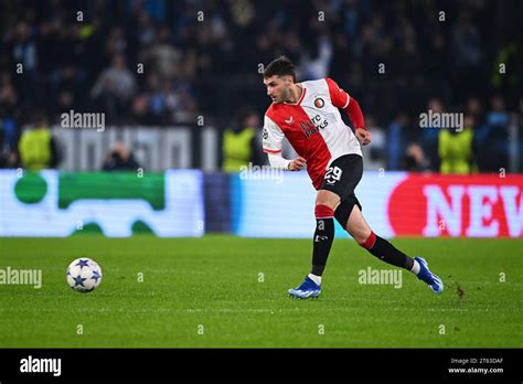 Santiago Gimenez of Fayenoord in action during the Uefa Champions League match between SS Lazio ...