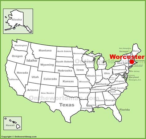 Worcester location on the U.S. Map - Ontheworldmap.com