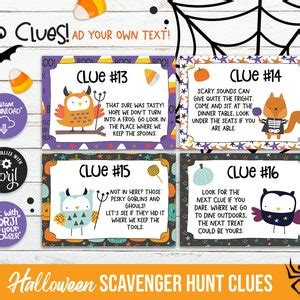 Halloween Scavenger Hunt Clue Cards for Kids Halloween - Etsy