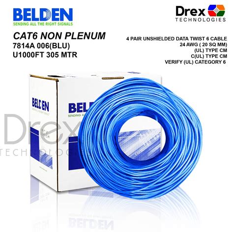 305M BELDEN Cat6 UTP Cable 305M/ 1000FT - Blue (7814A 006 BLU) | Shopee Philippines