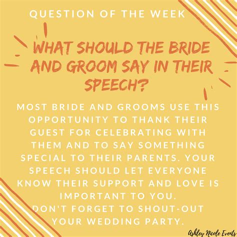 Question of the Week. Bride and Groom Speech Tips. Follow us on ...