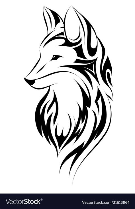 Fox head design in tribal art style. Download a Free Preview or High Quality Adobe Illustrator ...