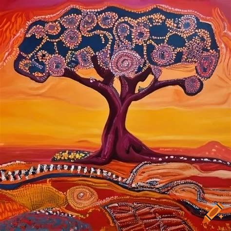 Landscape artwork inspired by indigenous australian art on Craiyon