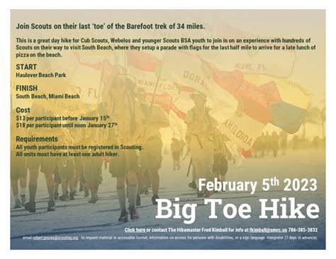 "Big Toe" Hike of the Barefoot Mailman - South Florida Council, Scouting America