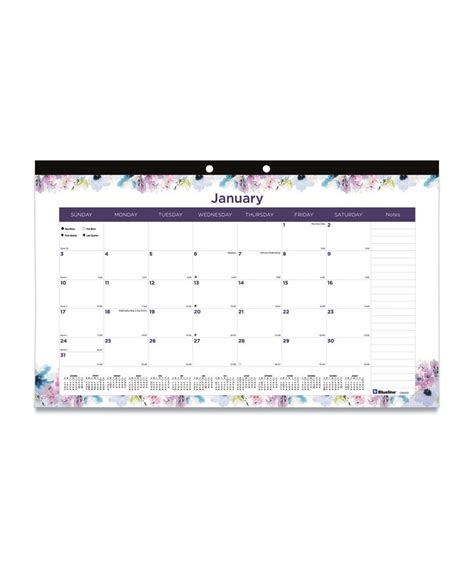 Passion Monthly Deskpad Calendar, Floral Artwork, 17.75 x 10.88, White Sheets, Black Binding, 12 ...