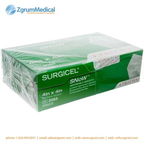 Surgicel 2083 SNoW Absorbable Hemostat 4 in x 4 in - Zgrum Medical