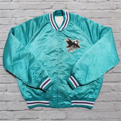 Aqua Vintage San Jose Sharks Satin Jacket