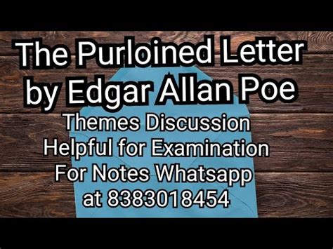 The Purloined Letter Major Themes Discussion Helpful for Exams - YouTube