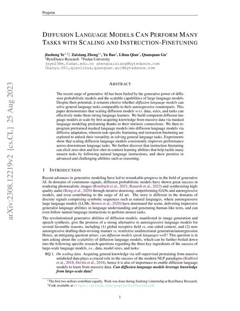 Diffusion Language Models Can Perform Many Tasks with Scaling and ...