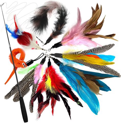 onebarleycorn Cat Feather Toys,Cat Toy Feathers for Indoor Cats Kitten ...