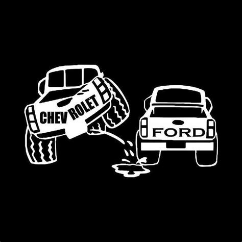 Chevy Truck Peeing Ford Vinyl Decal Sticker