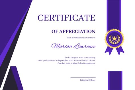 Certificates Of Appreciation Template