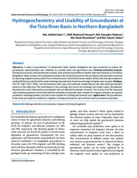 (PDF) Hydrogeochemistry and Usability of Groundwater at the Tista River ...