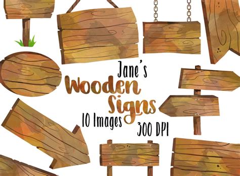 Watercolor Wooden Signs Clipart Wooden Borders Download Instant ...